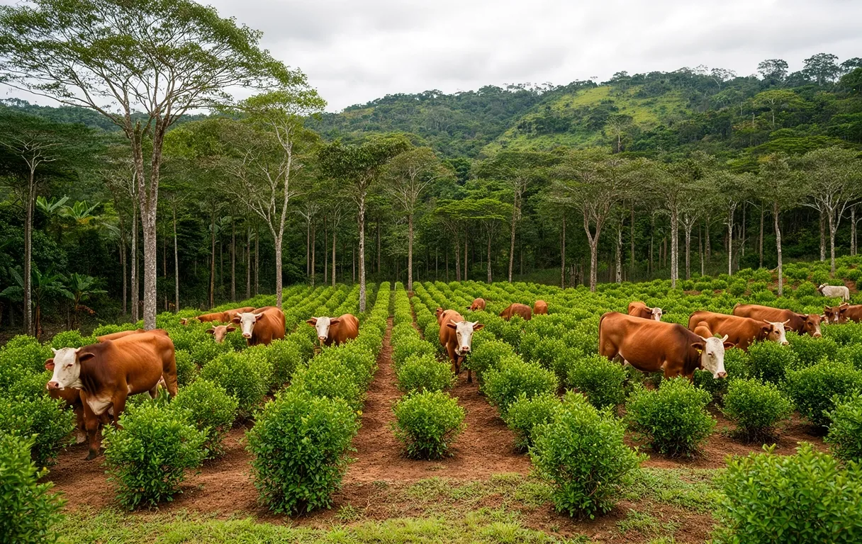 Paisaje de agricultura regenerativa en el Caribe colombiano